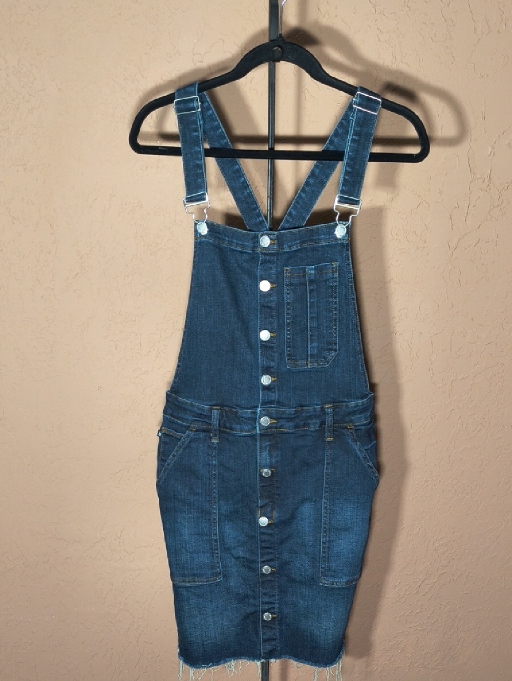 Judy Blue Women's High Waist Dark Blue Denim Overall Skirt Dress- XL
